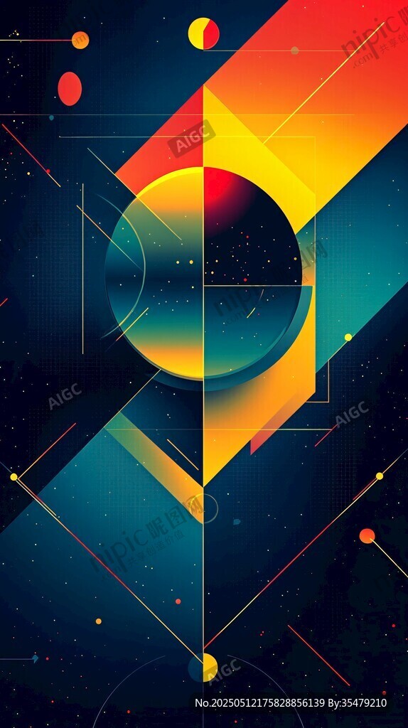 未來感幾何宇宙抽象圖案