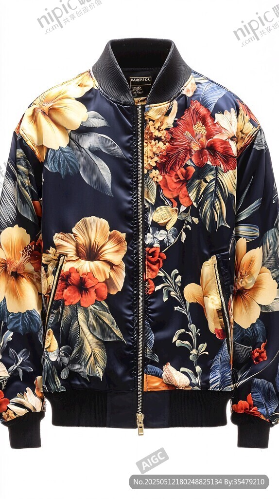 花卉印花飛行員夾克外套