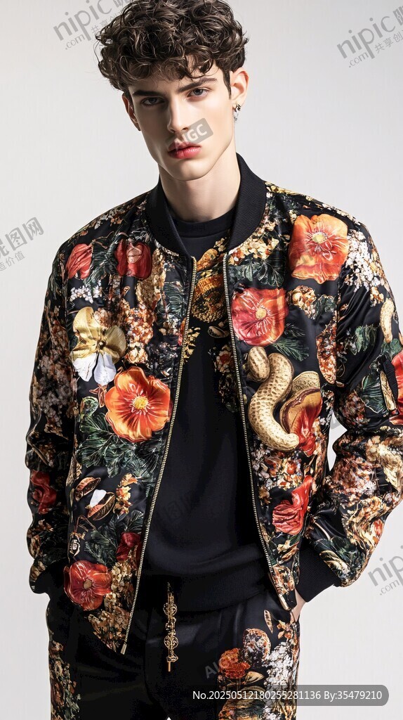 印花夾克男士時尚造型