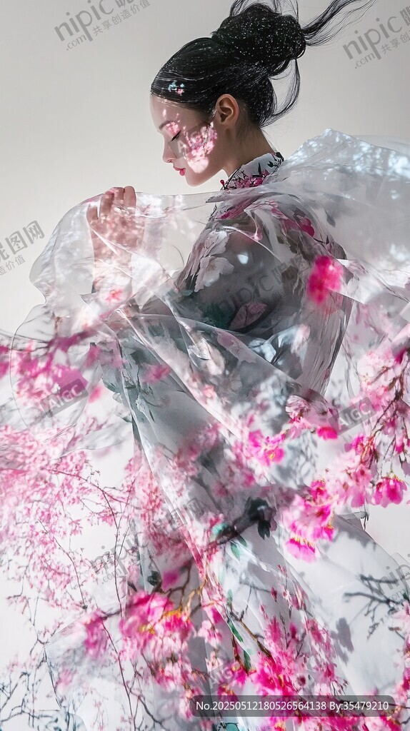 水墨櫻花風中式飄逸服飾