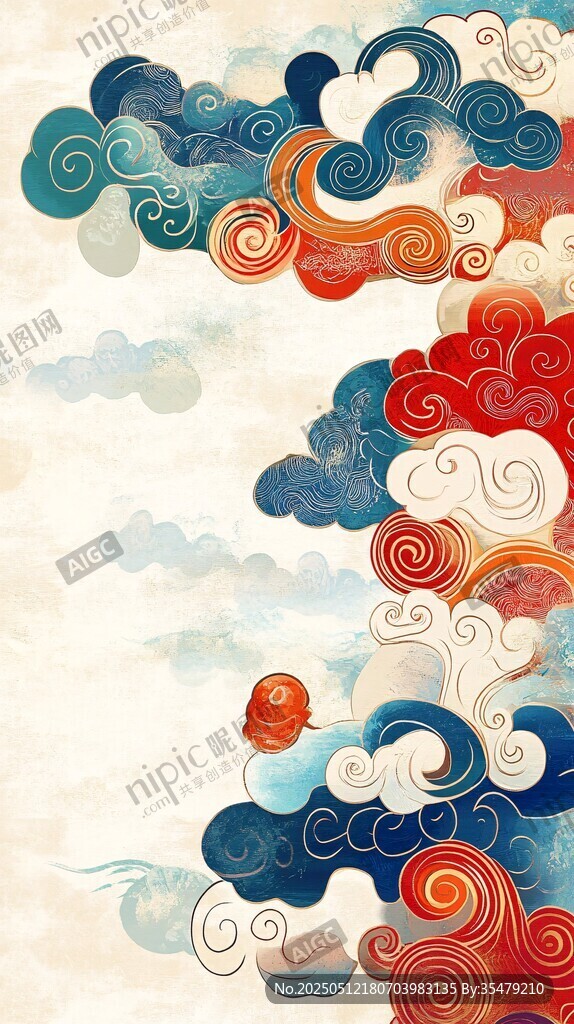 中式云紋圖案的夢幻畫卷