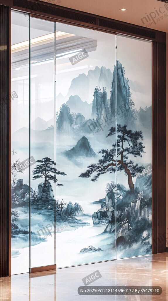 中式山水玻璃隔斷藝術(shù)