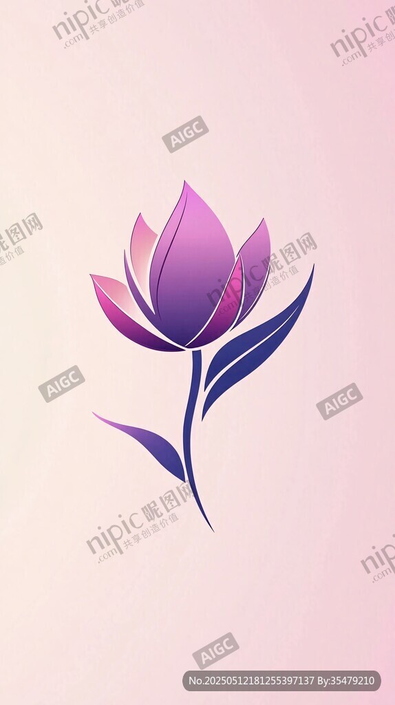 夢幻紫色花朵插畫