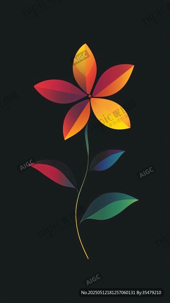 多彩抽象花朵插畫