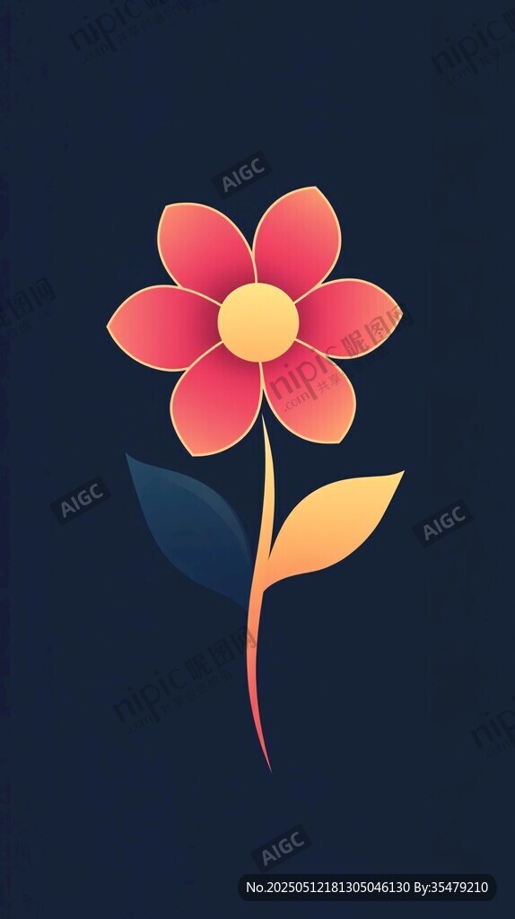 簡約花朵插畫