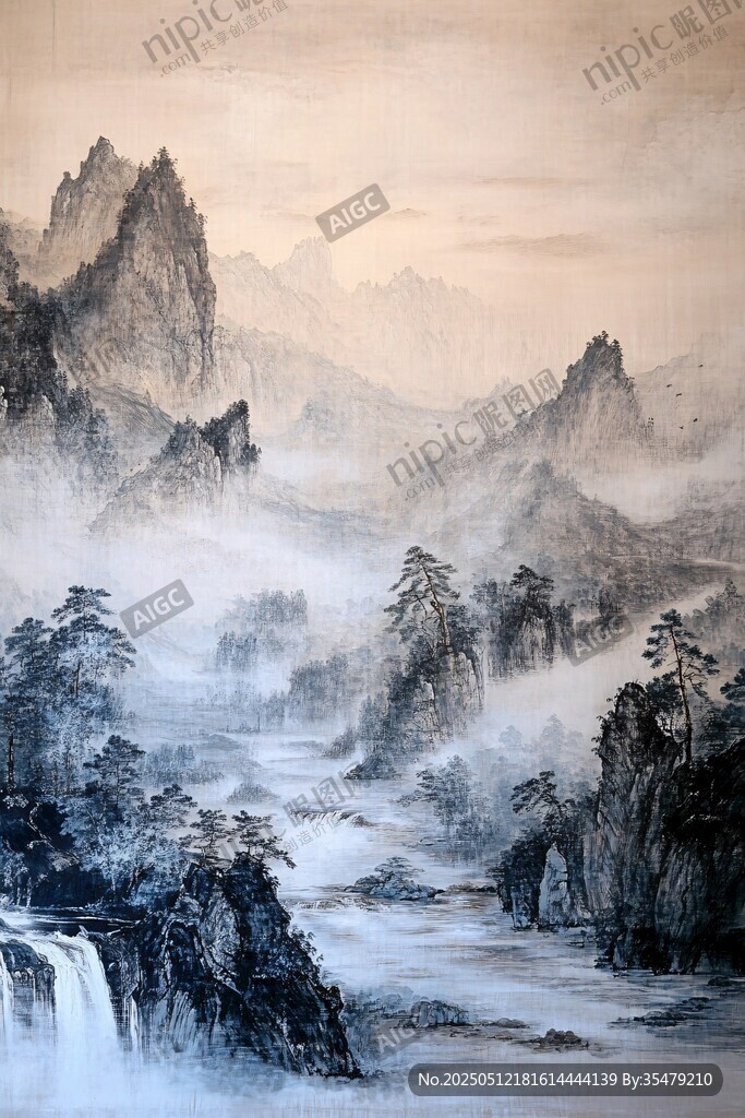 水墨山水間 云霧繞奇峰