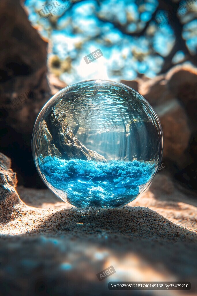 晶球中的奇幻藍色風景