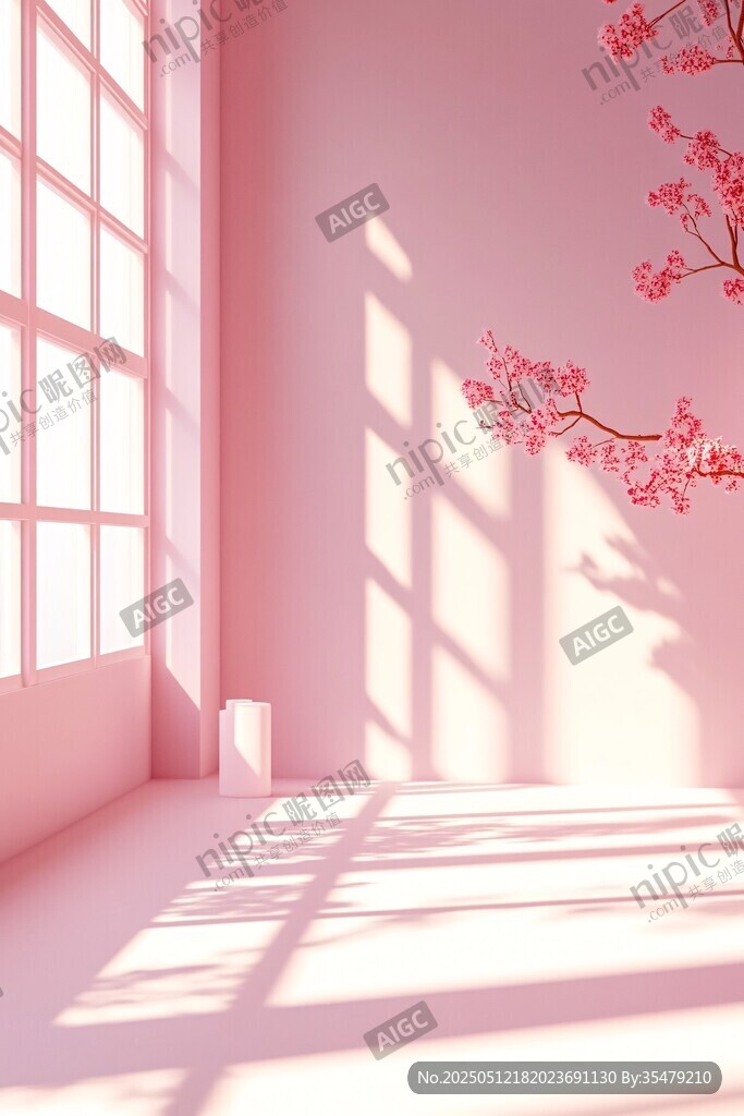 粉色房間 陽光與花枝的邂逅