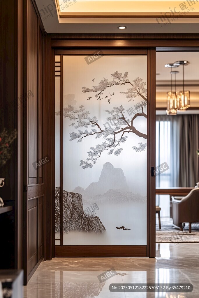 中式屏風(fēng)隔斷 雅致家居景致
