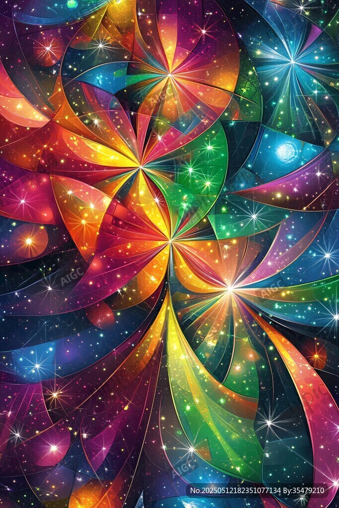絢麗多彩的夢幻星空花紋