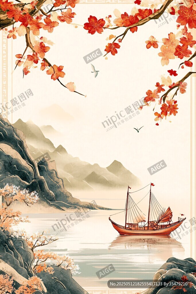 秋江行舟圖