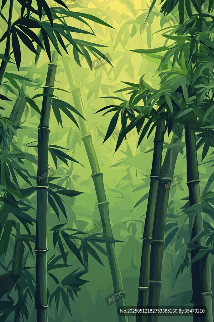 翠綠竹林的靜謐自然景致