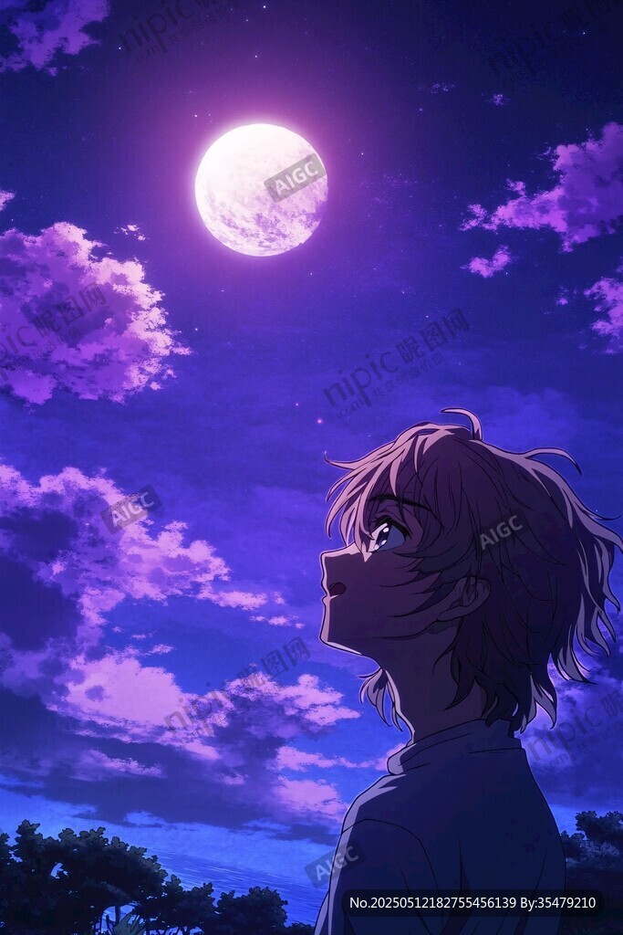 仰望月夜的少年