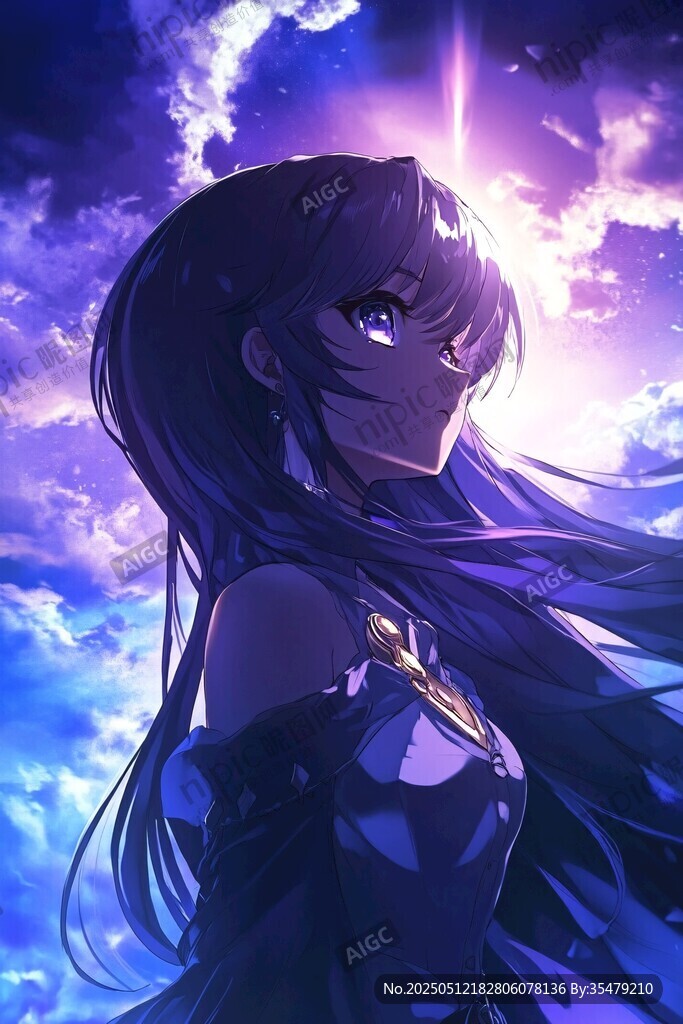 夢幻云端的動漫美少女