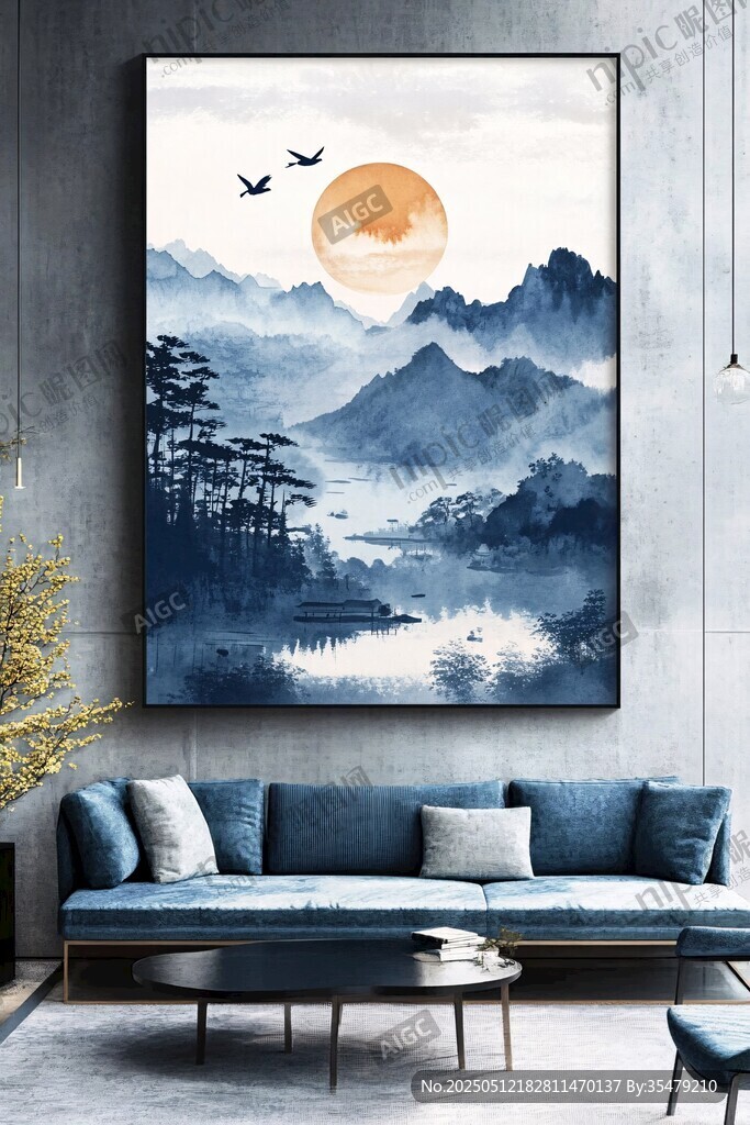 中式山水掛畫 營造寧靜氛圍