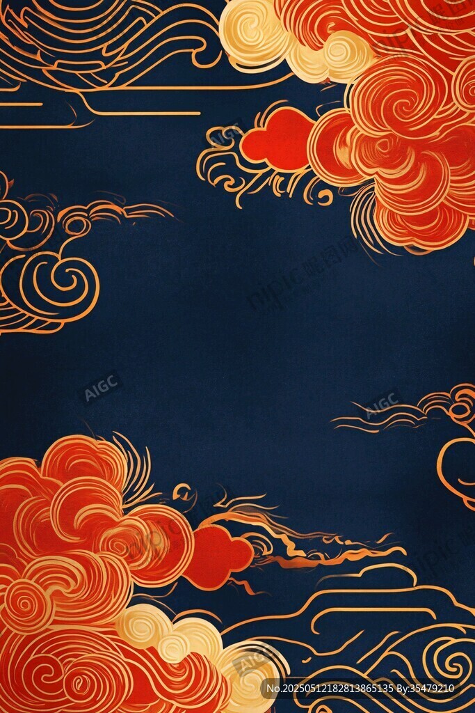 中式古典云紋背景圖案