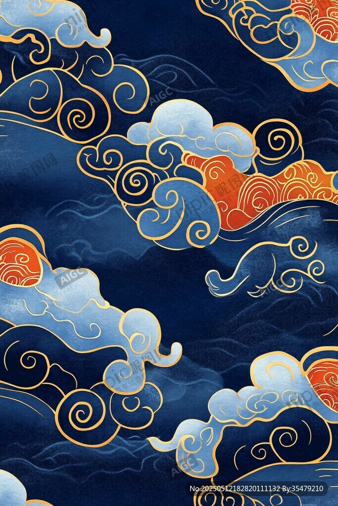 中式云紋海浪傳統(tǒng)圖案