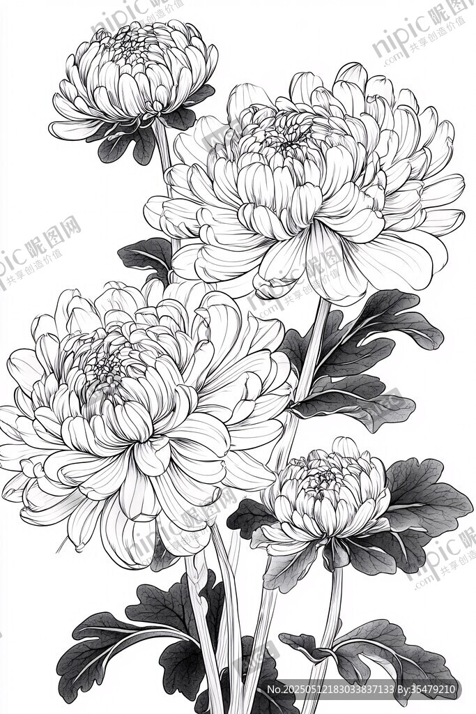 墨韻菊花圖
