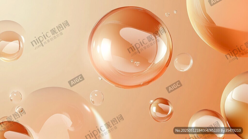 夢幻橙色氣泡懸浮畫面