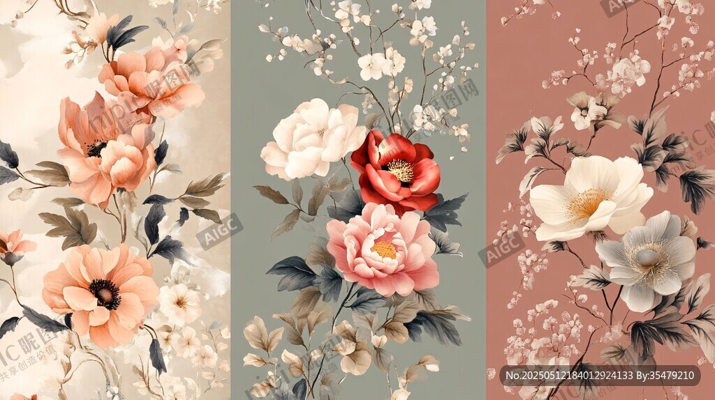 復(fù)古花卉圖案組合