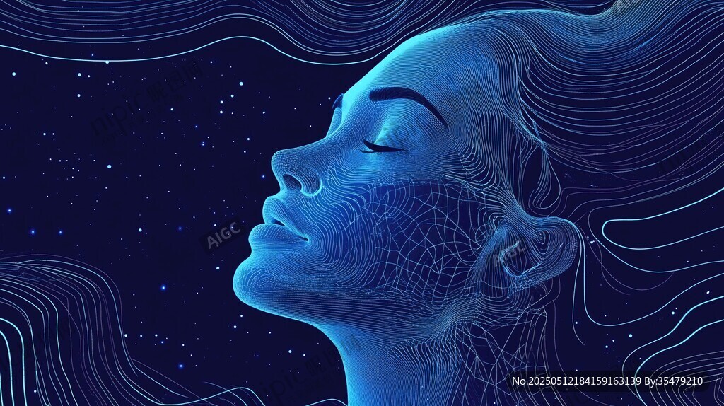 夢幻星空下的靜謐女性頭像