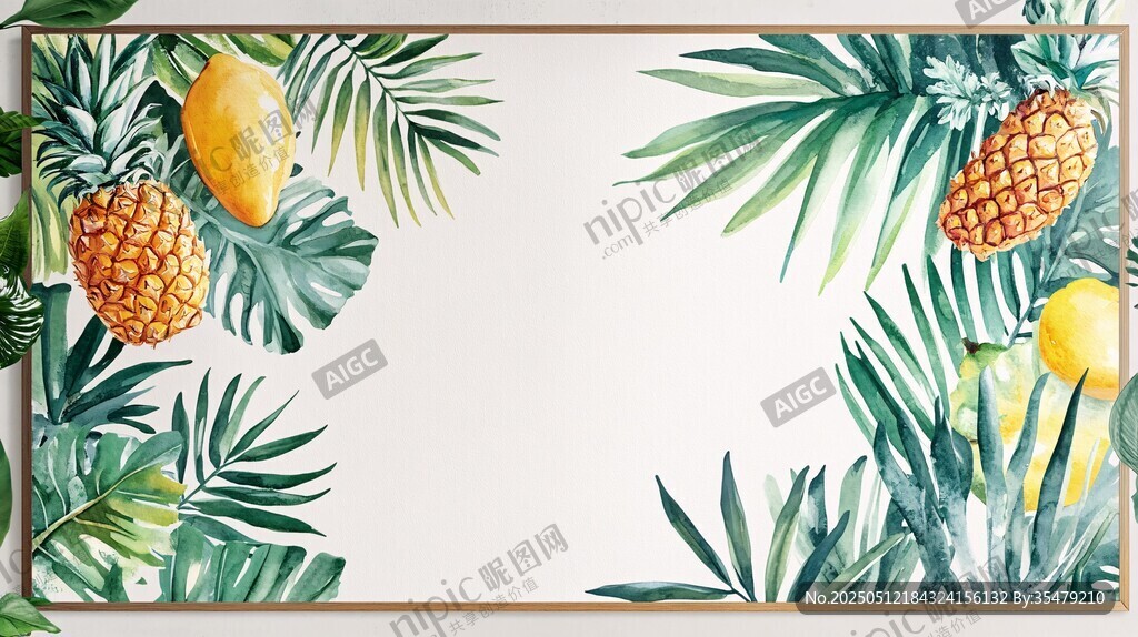 熱帶水果綠植裝飾背景圖