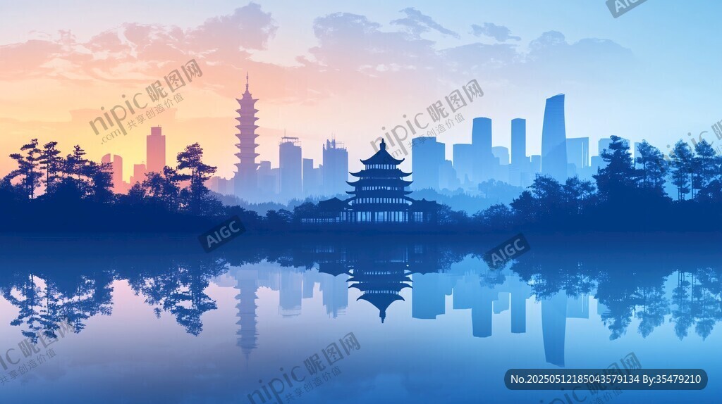 湖畔城市剪影 絕美天際線