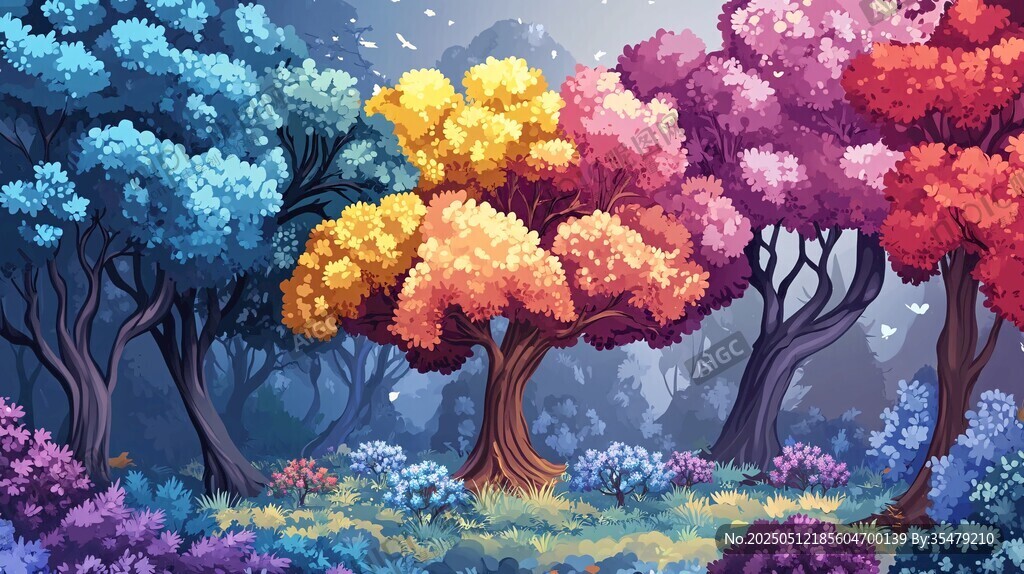 夢幻多彩森林景觀