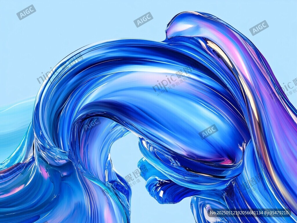 流動炫彩藍色流體藝術