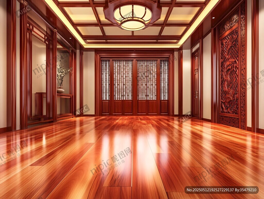 中式典雅豪華室內(nèi)走廊空間
