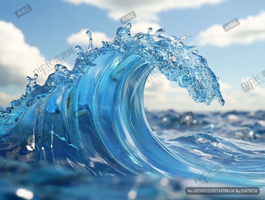 藍色海浪涌動的壯觀瞬間