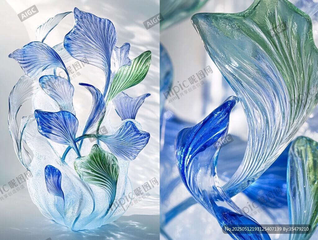 夢幻琉璃花卉藝術擺件