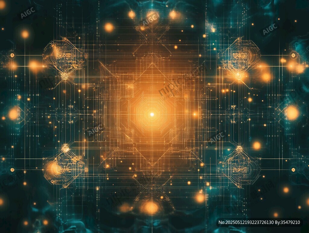 科技感夢幻發光幾何圖案