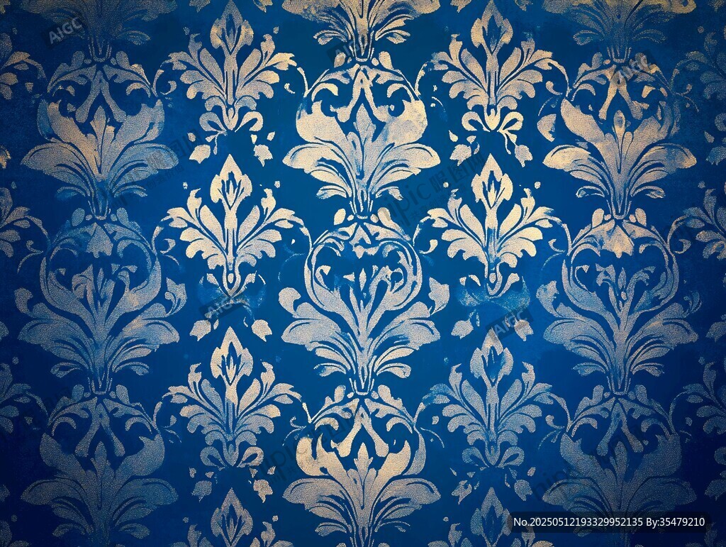 藍金奢華花紋壁紙圖案