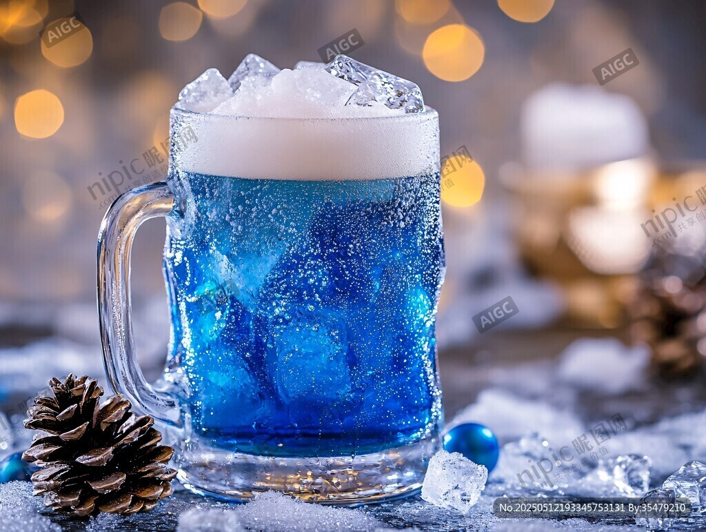 冰爽藍色啤酒圣誕氛圍感