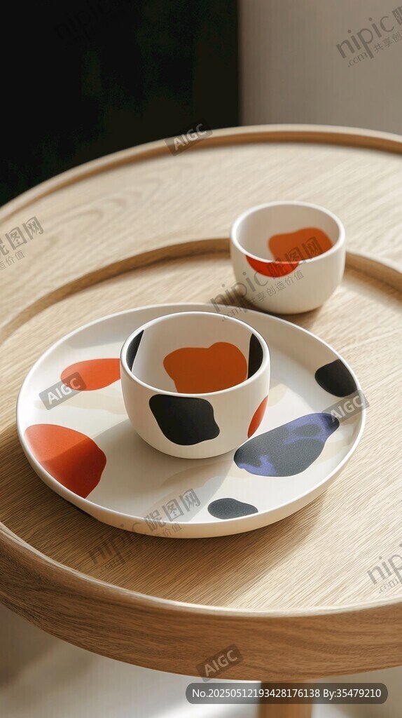 彩色波點陶瓷餐具組合