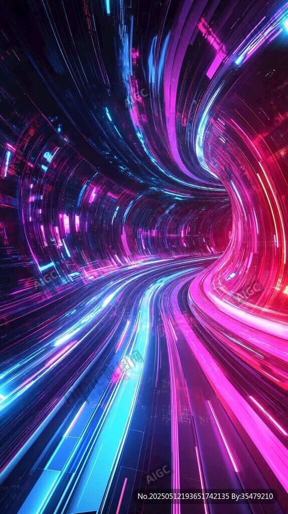 炫彩霓虹科技感光線隧道