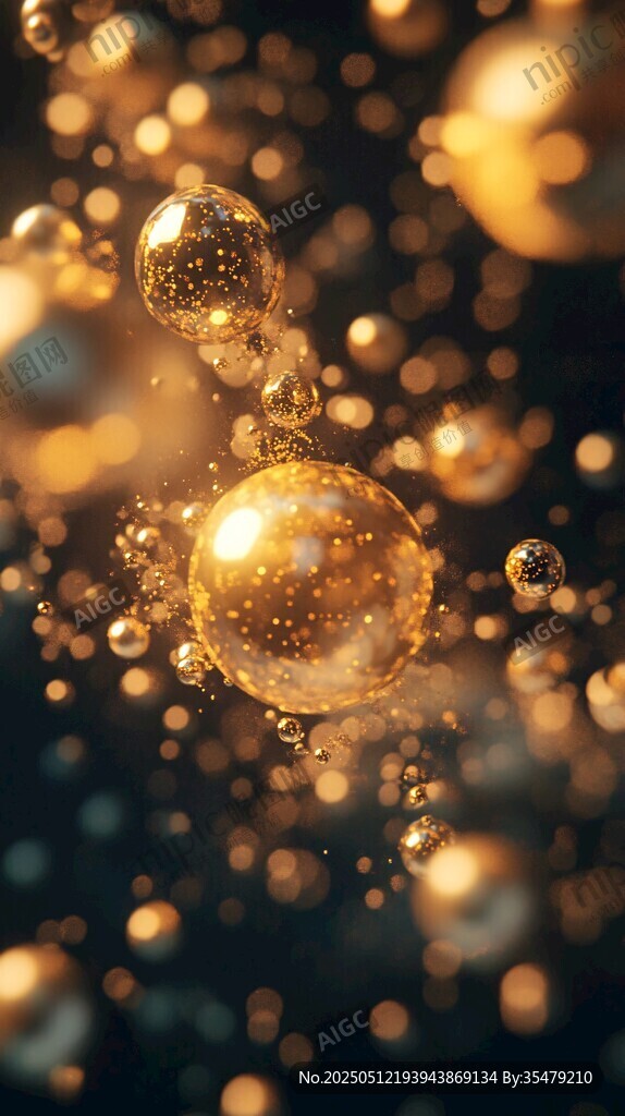 夢幻金色氣泡懸浮場景
