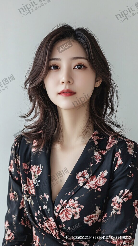 優(yōu)雅碎花著裝的魅力女性