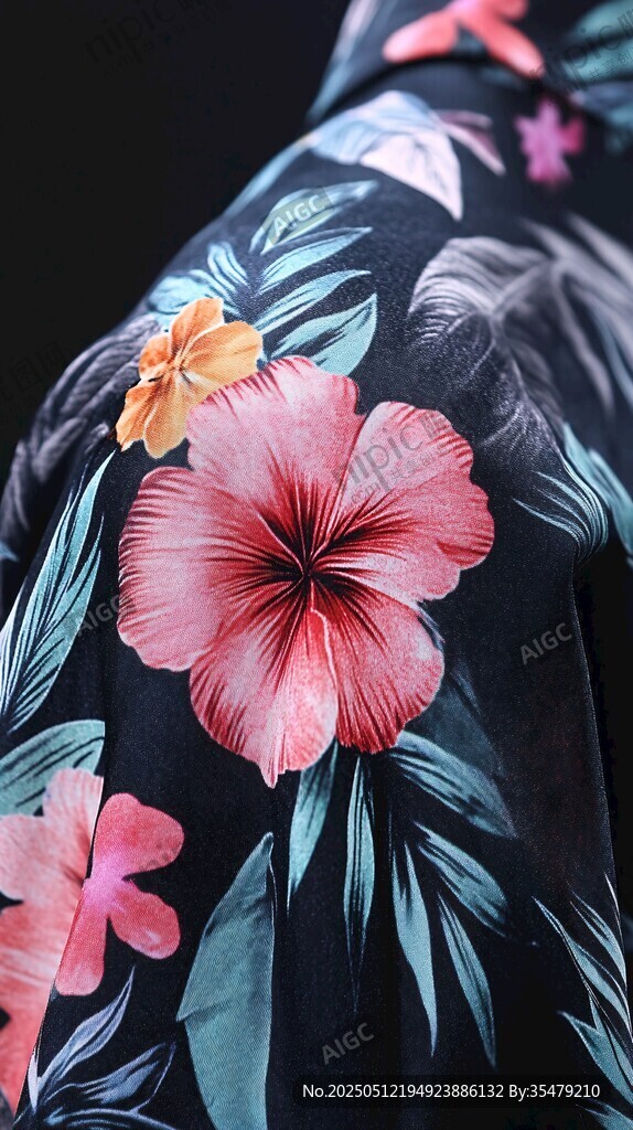 熱帶花卉印花服飾局部