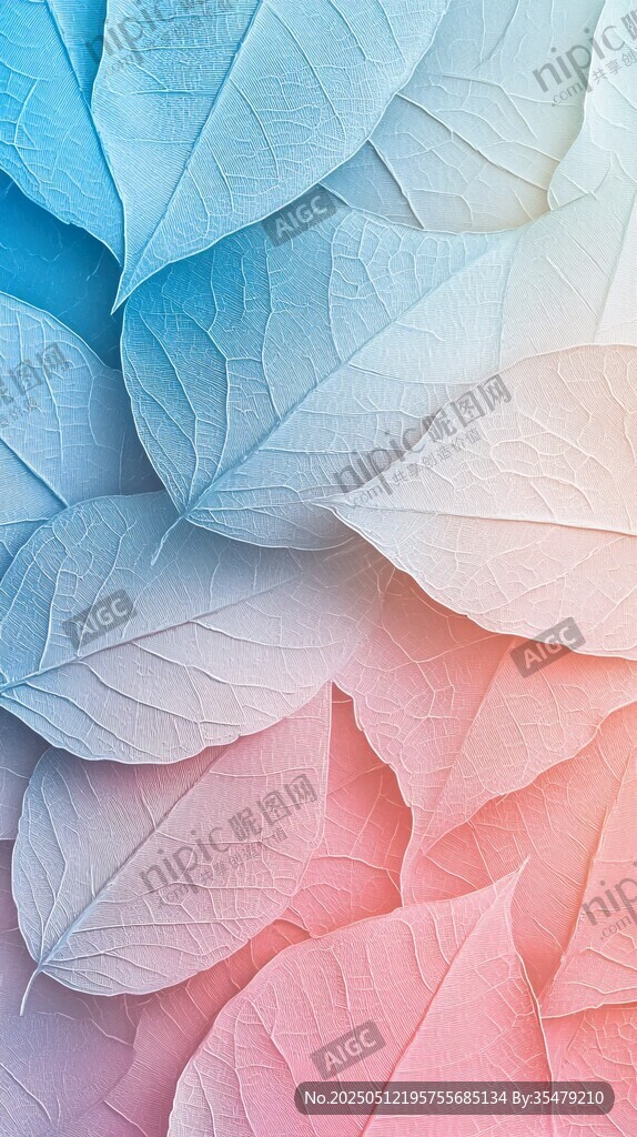 夢幻漸變葉片紋理背景圖