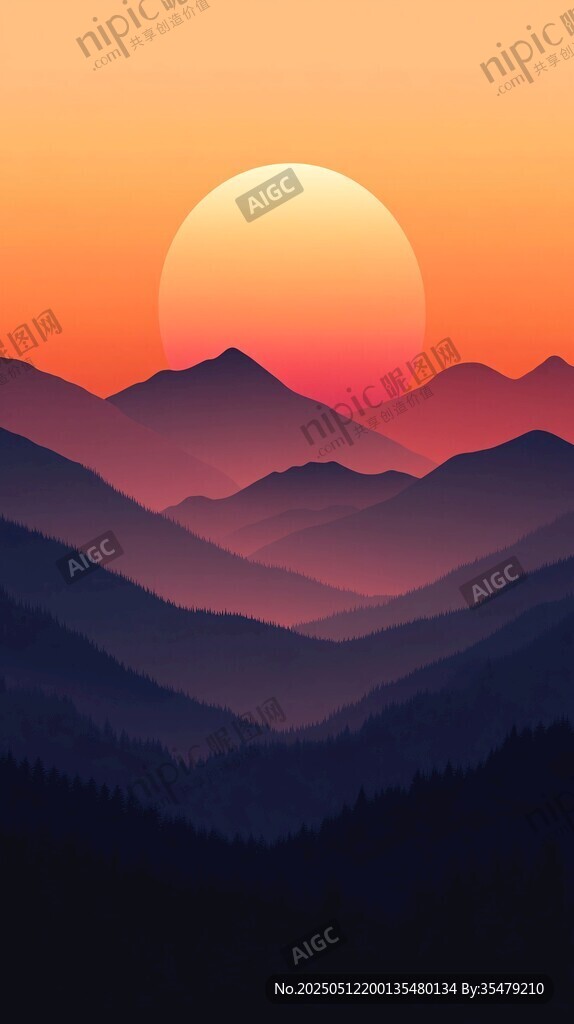 夕陽下的層巒疊嶂