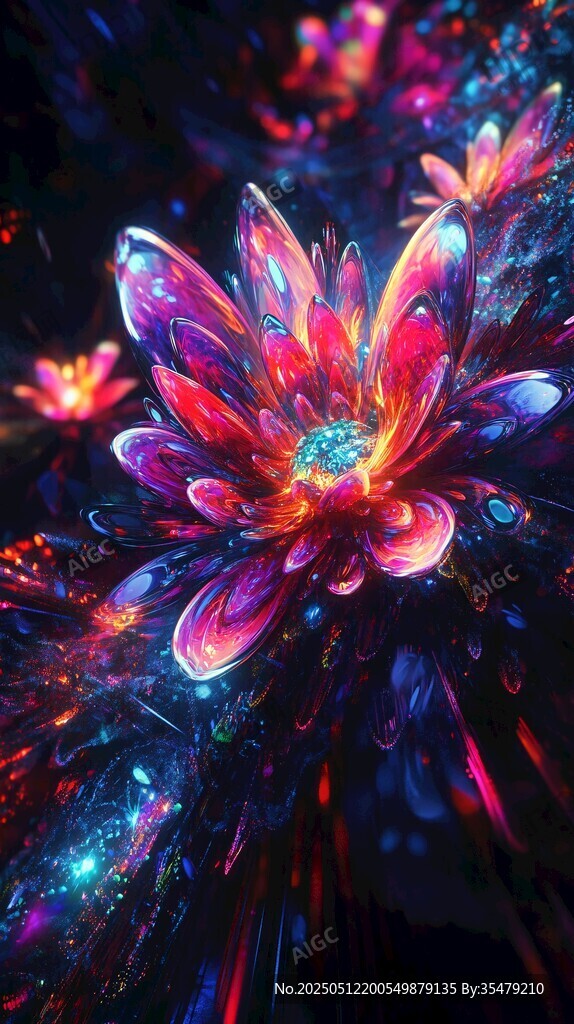 夢幻炫彩的未來感花朵