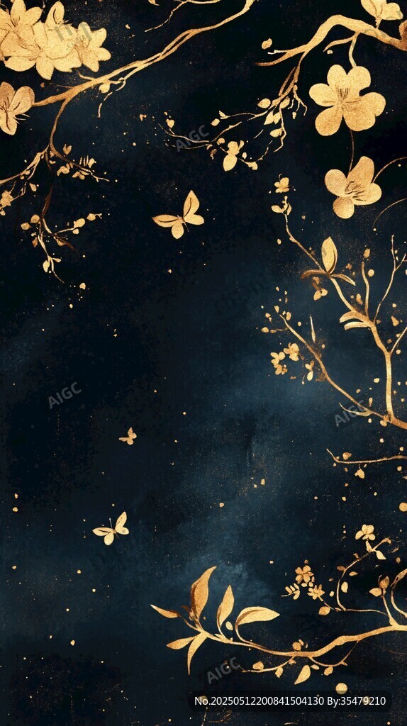 金枝繁花夜影圖