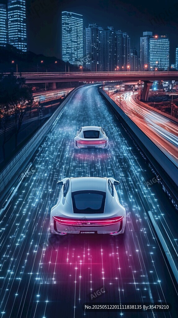 未來都市中的智能汽車行駛