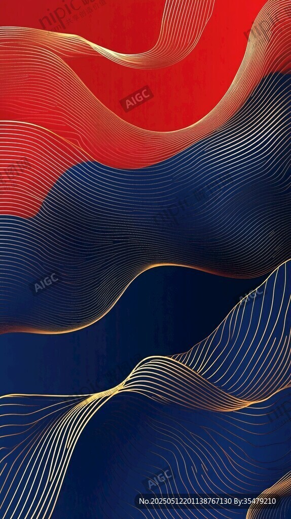 紅藍金流線動感抽象背景