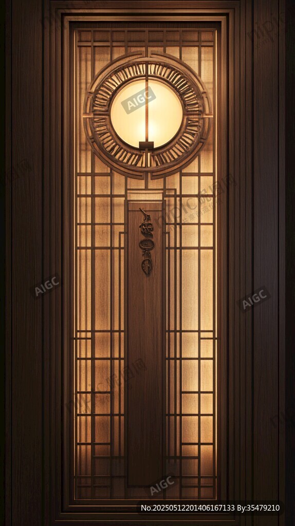 復(fù)古時(shí)鐘裝飾的精美木門(mén)