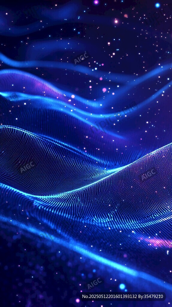 夢幻藍(lán)色科技感線條星空圖