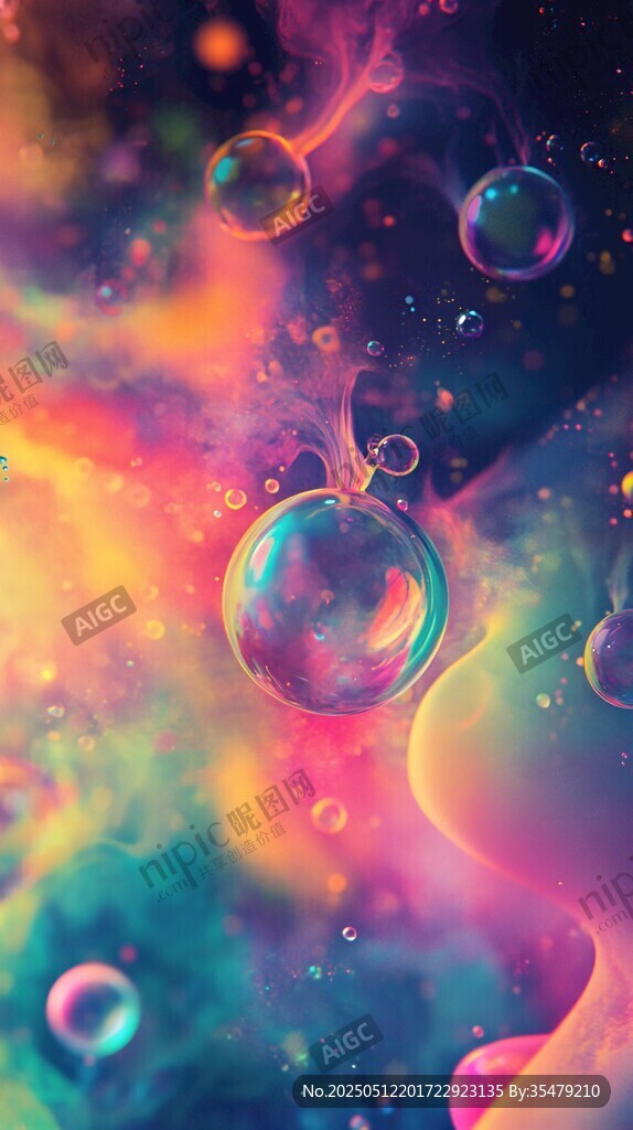 夢幻炫彩氣泡抽象藝術畫面