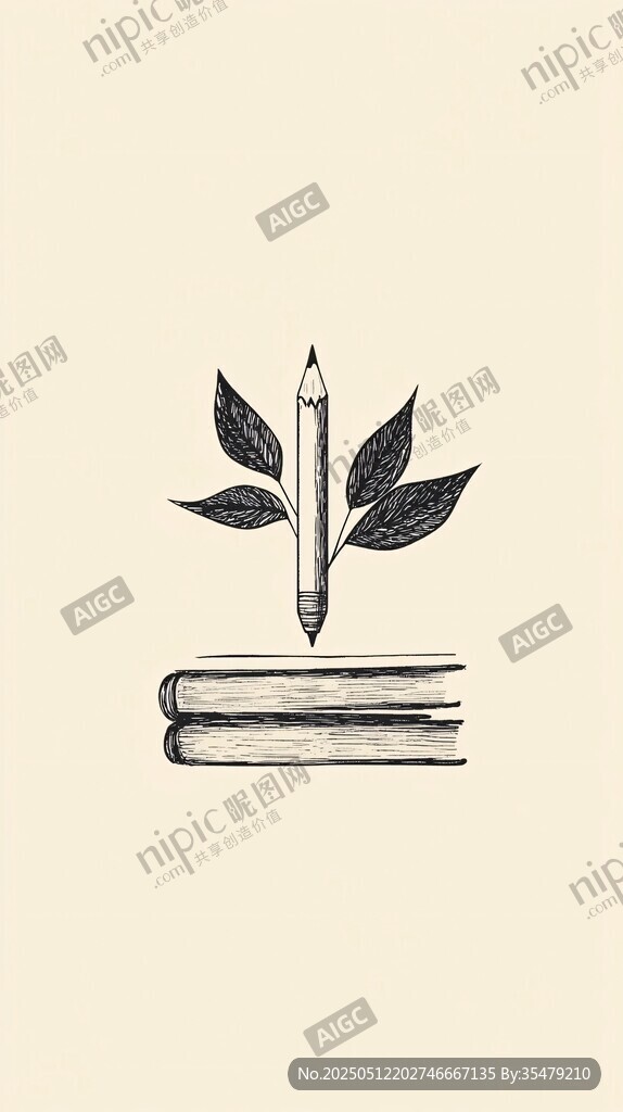 鉛筆從書籍中生長而出